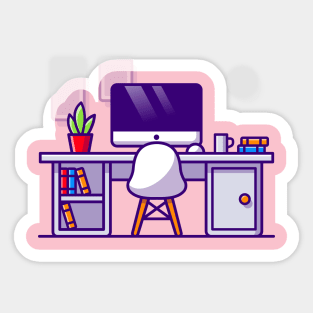 Workspace Cartoon Illustration Sticker